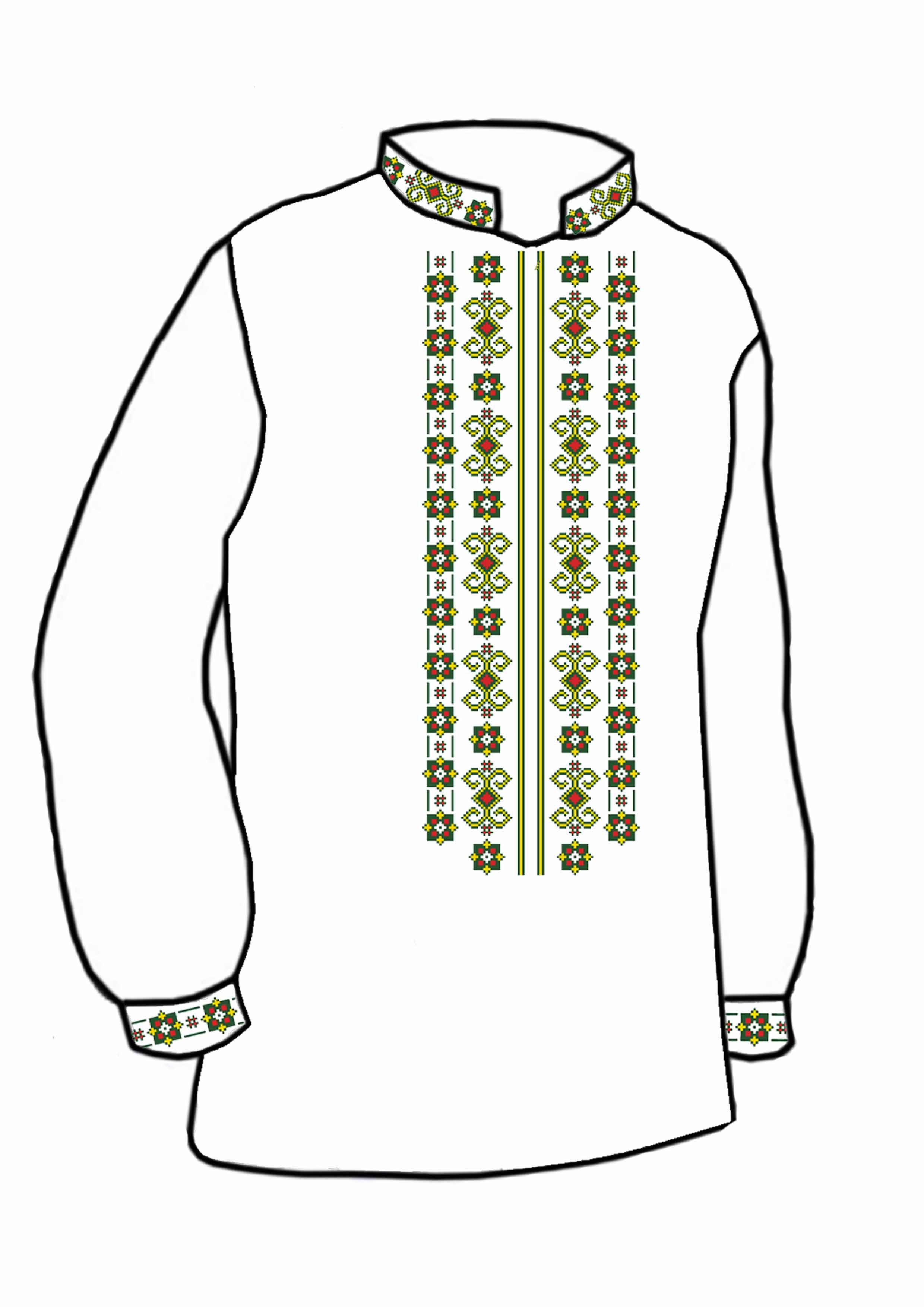 Заготовка для вышивки нитями или бисером/рубашка мужская не пошитая СЧД-205 домотканное полотно