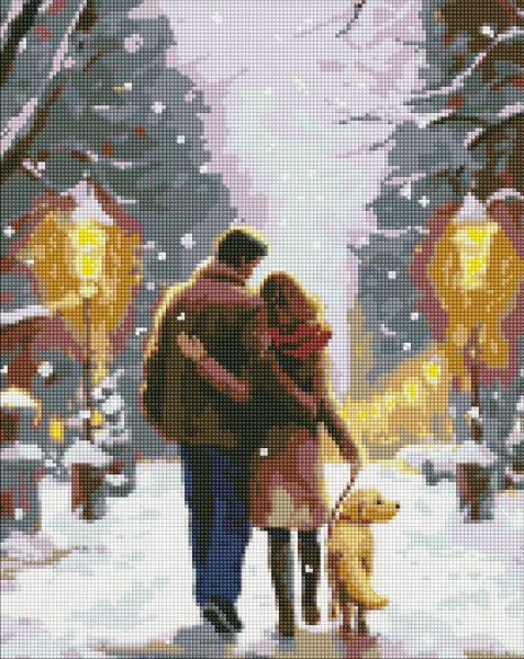 Алмазная мозаика на подрамнике Идейка Семейная прогулка с голограммными стразами AB 40x50 см (Id-AMO7820)