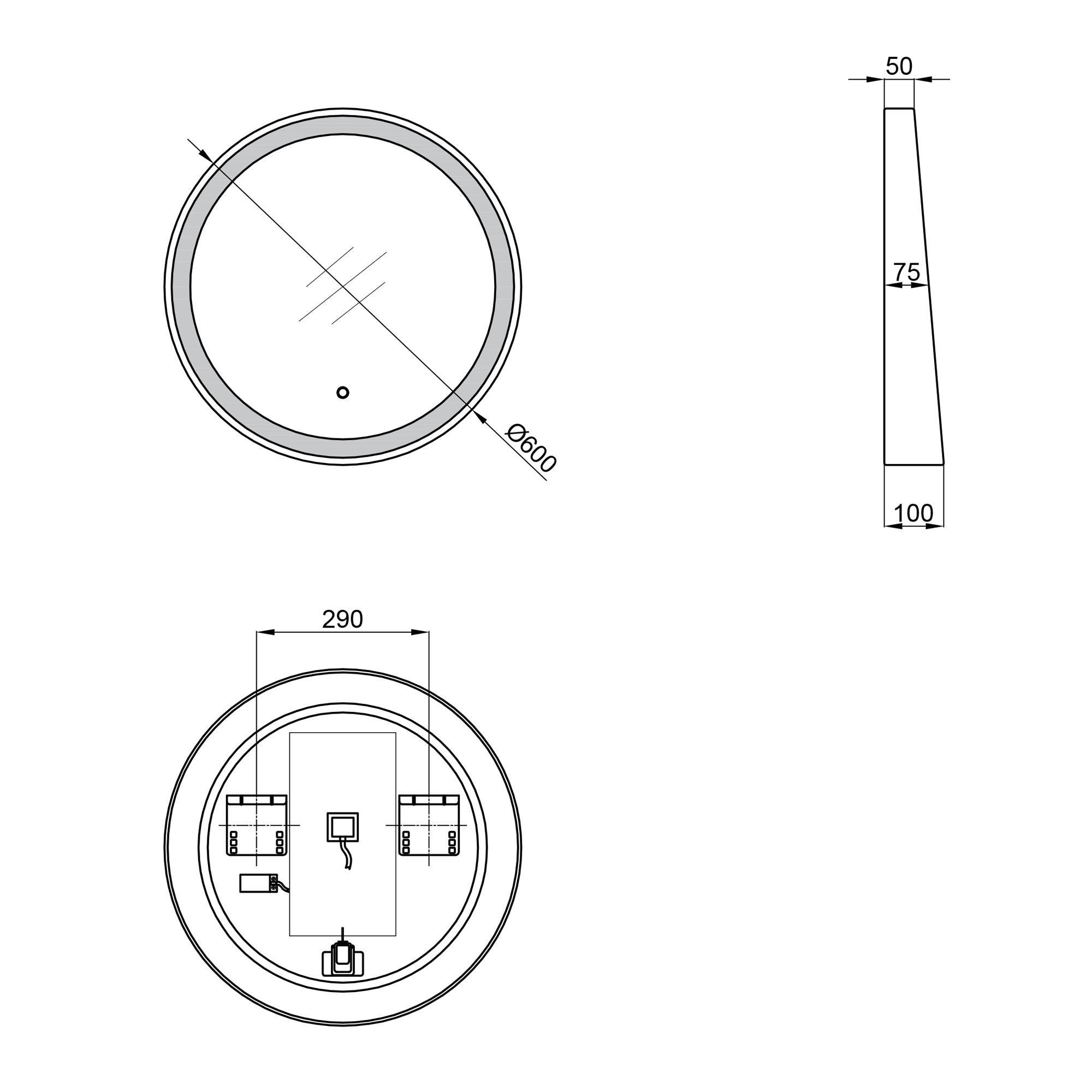 Зеркало Qtap Robin R600 QT13786501B с LED-подсветкой Touch/с антизапотеванием/с диммером/регулировкой температуры цвета 3000-6500K (SD00045774) - фото 2