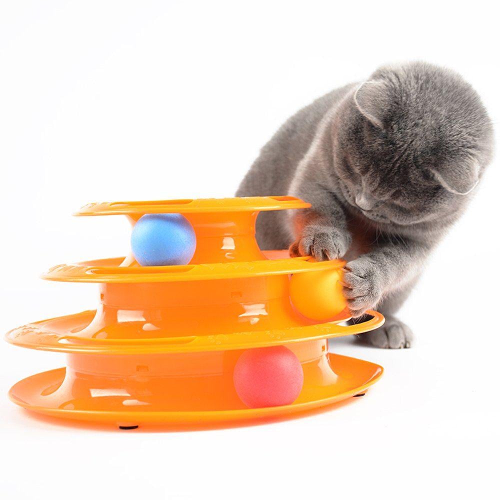 Іграшка для кошенят, кішок і котів Вежа з кульками 3 рівня Tower of Tracks IGR-02Р Помаранчевий