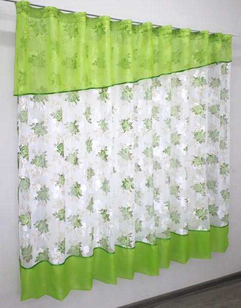 Гардина на кухню шифон/жаккард 270х170 см Салатовый/Белый (047к) - фото 4