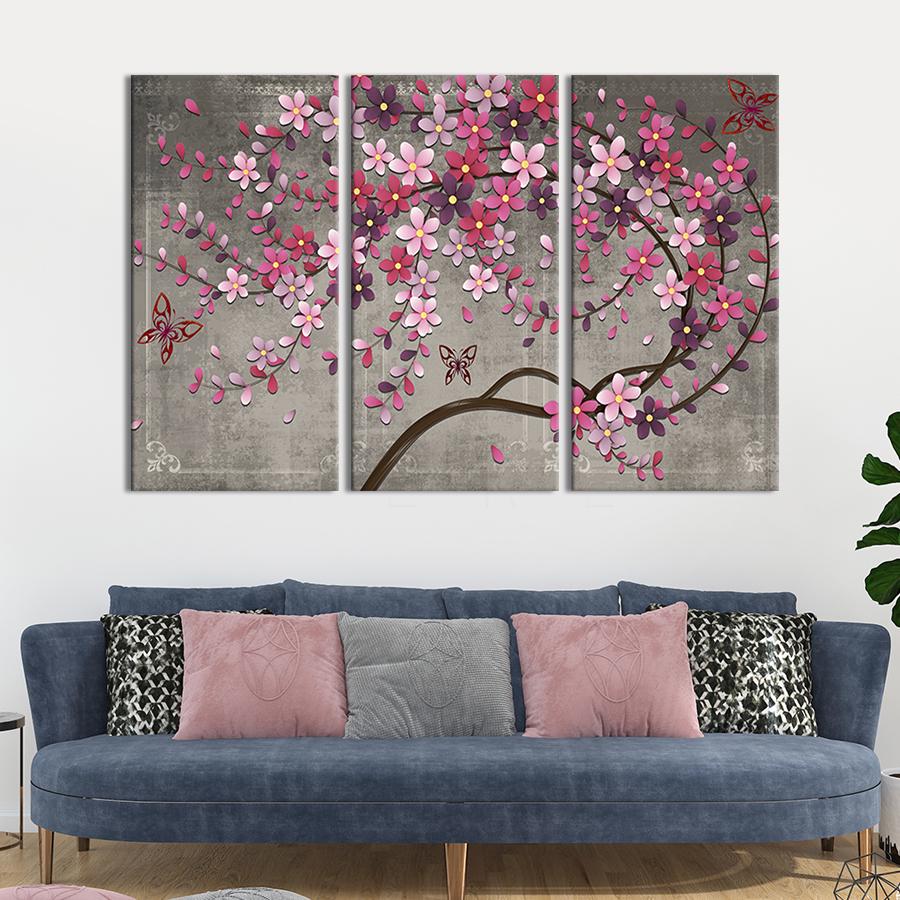 Модульная картина на холсте Триптих Дерево сакура 156x100 см (265-31)