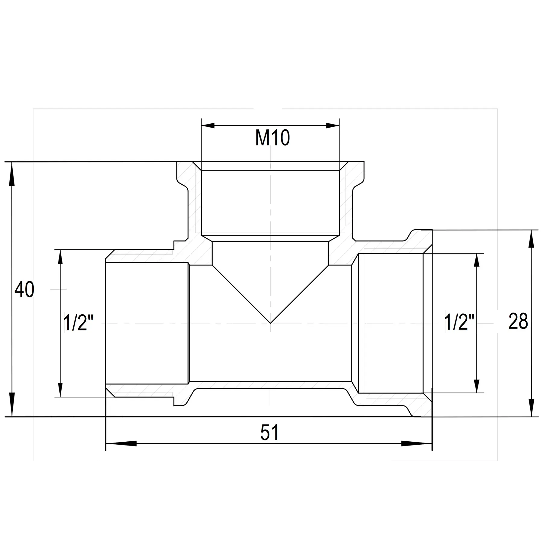 Тройник для датчика температуры VA А0202Анк никелированный 1/2″ВРхМ10х1/2″ЗР штампованный усиленный - фото 3