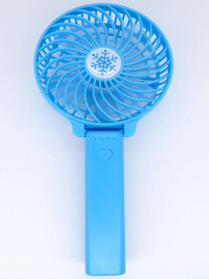 Вентилятор портативный Mini Fan с аккумулятором и ручкой что складывается Синий