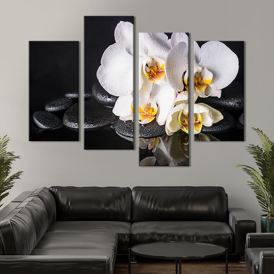 Картина модульная из 4 частей Нежные белые орхидеи XL 149x106 см (68-42)