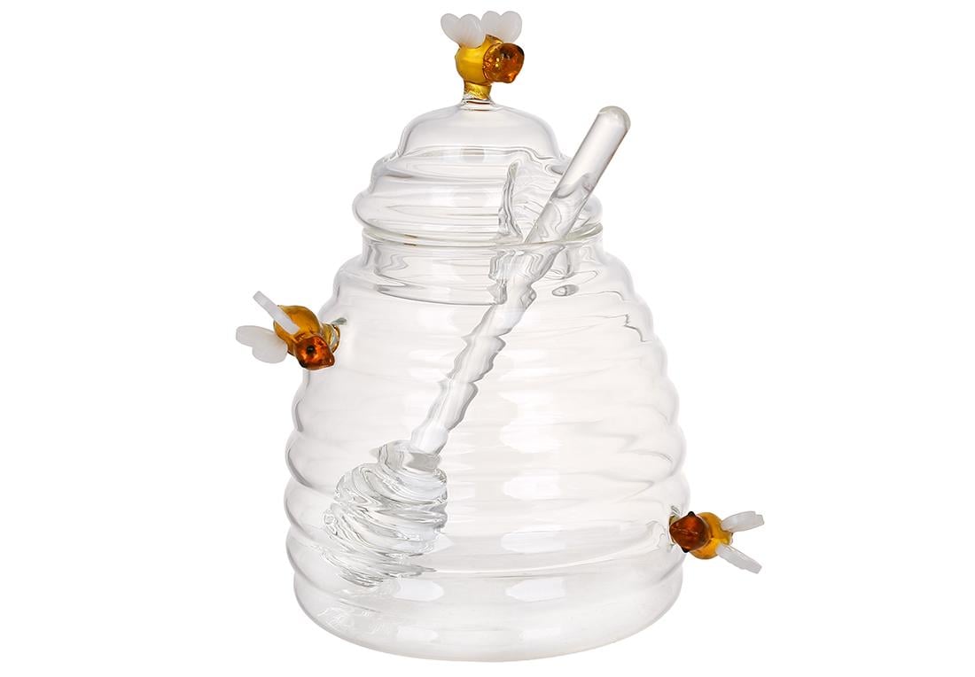 Медовница стеклянная с ложкой 500 мл (992-497)