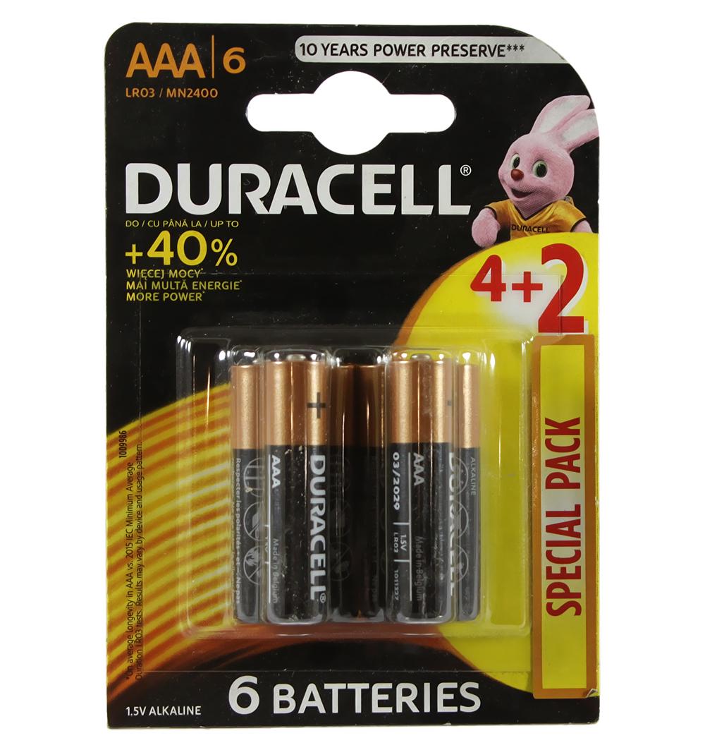 Батарейки Duracell AAA/LR03 Duralock Basic 1,5V 6 шт. (MN2400 6BL)
