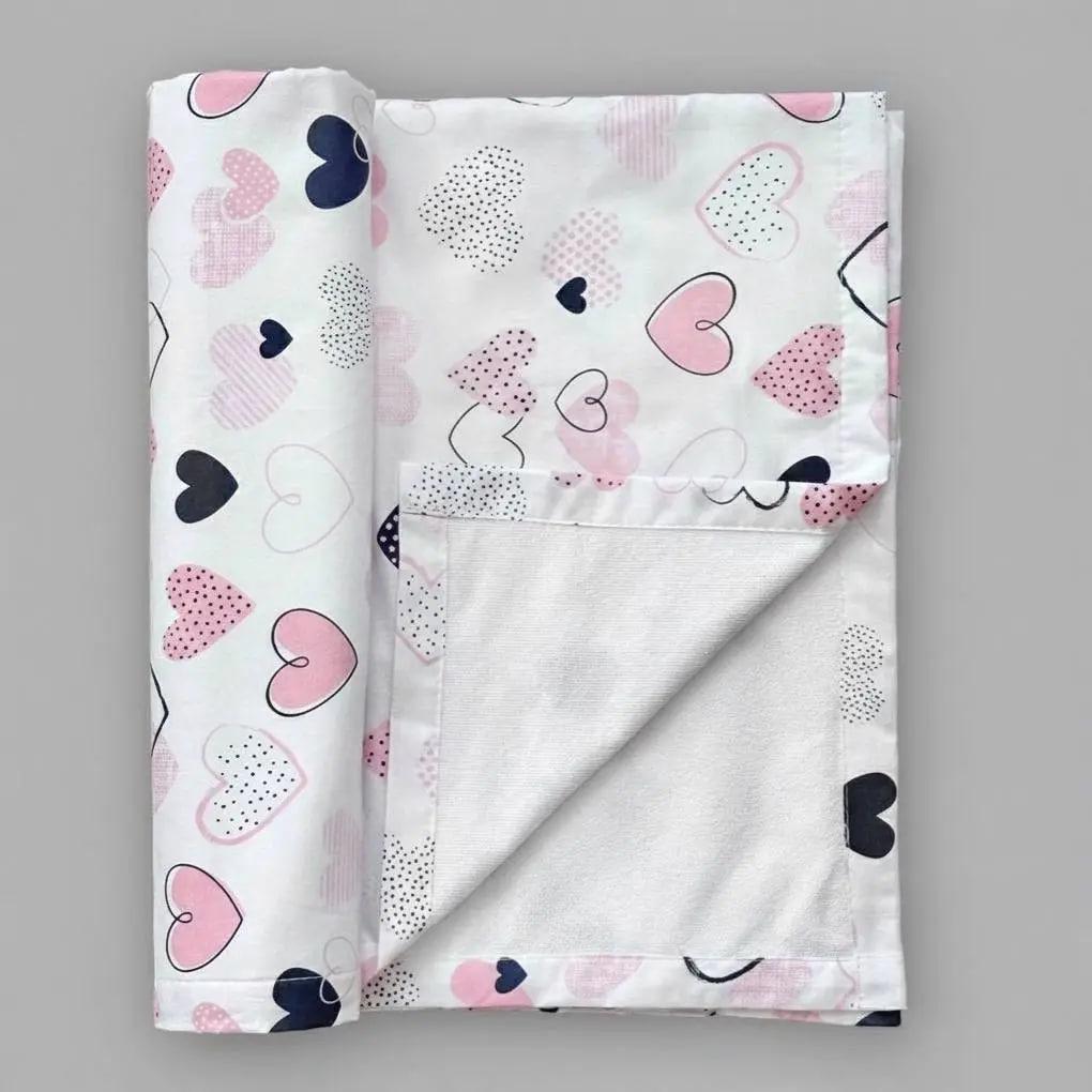 Пеленка детская непромокаемая BST хлопок/мембранная/бамбуковая махра 100х70 см Белый/Розовый (1807553772)