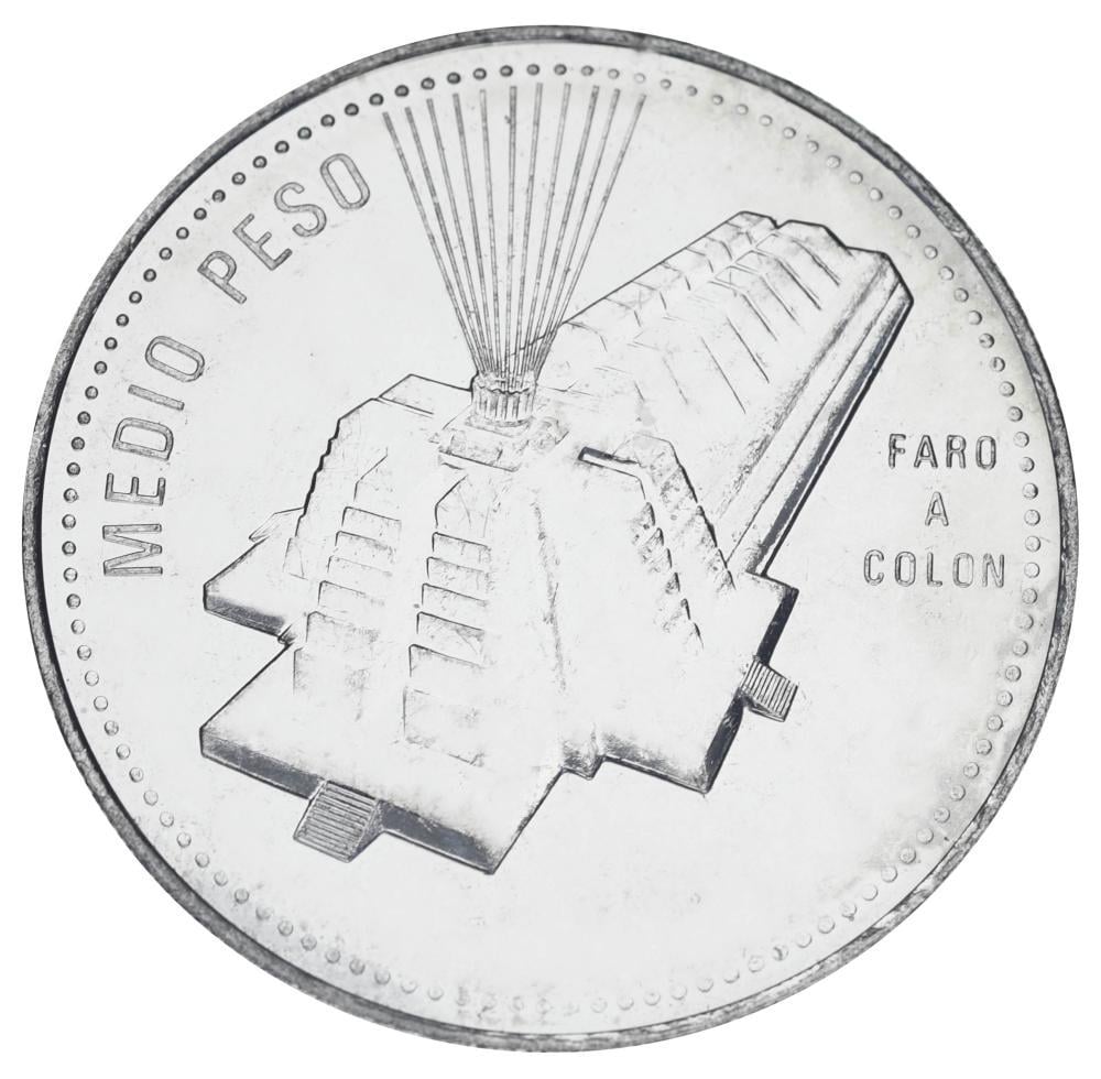 Коллекционная монета Доминикана 1/2 песо 1990 года UNC (М19539)