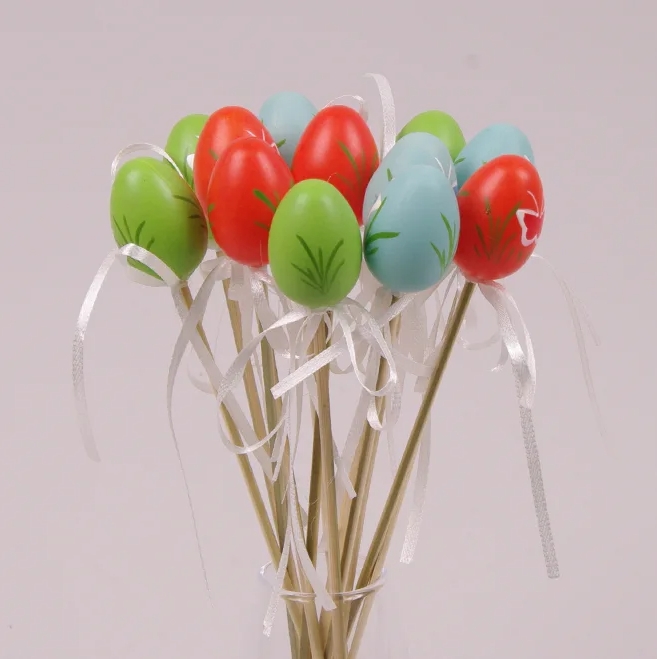 Декорация пасхальная на пике Flora Писанка микс 12 шт. (44047)