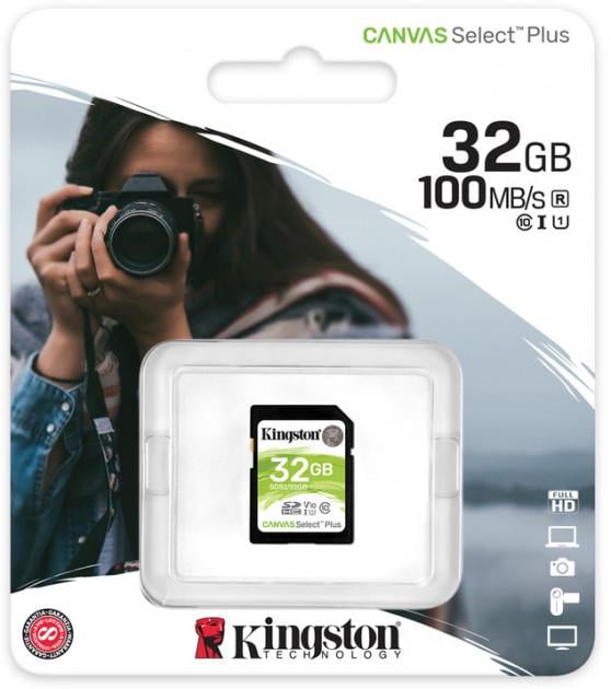 Карта памяти Kingston Canvas Select Plus 100R C10 UHS-I U1 (SDS2/32GB) - фото 3