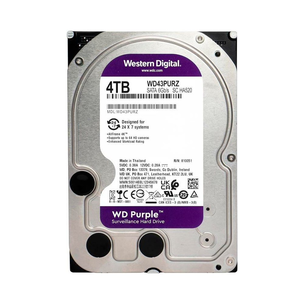 Жесткий диск Western Digital Purple 4TB 64MB 5400rpm WD43PURZ 6Gb (YUT_V5158)