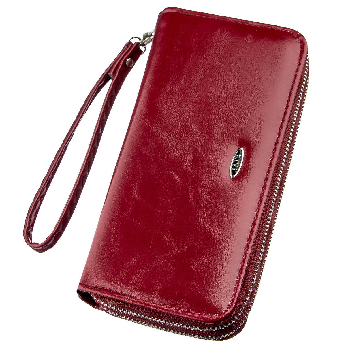 Кошелек женский из экокожа KIVI-WALLET 19053 Малиновый (B43813)