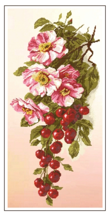 Схема для вишивки бисером Золотая Подкова Вишневий букет ЗПК-006 (4380)
