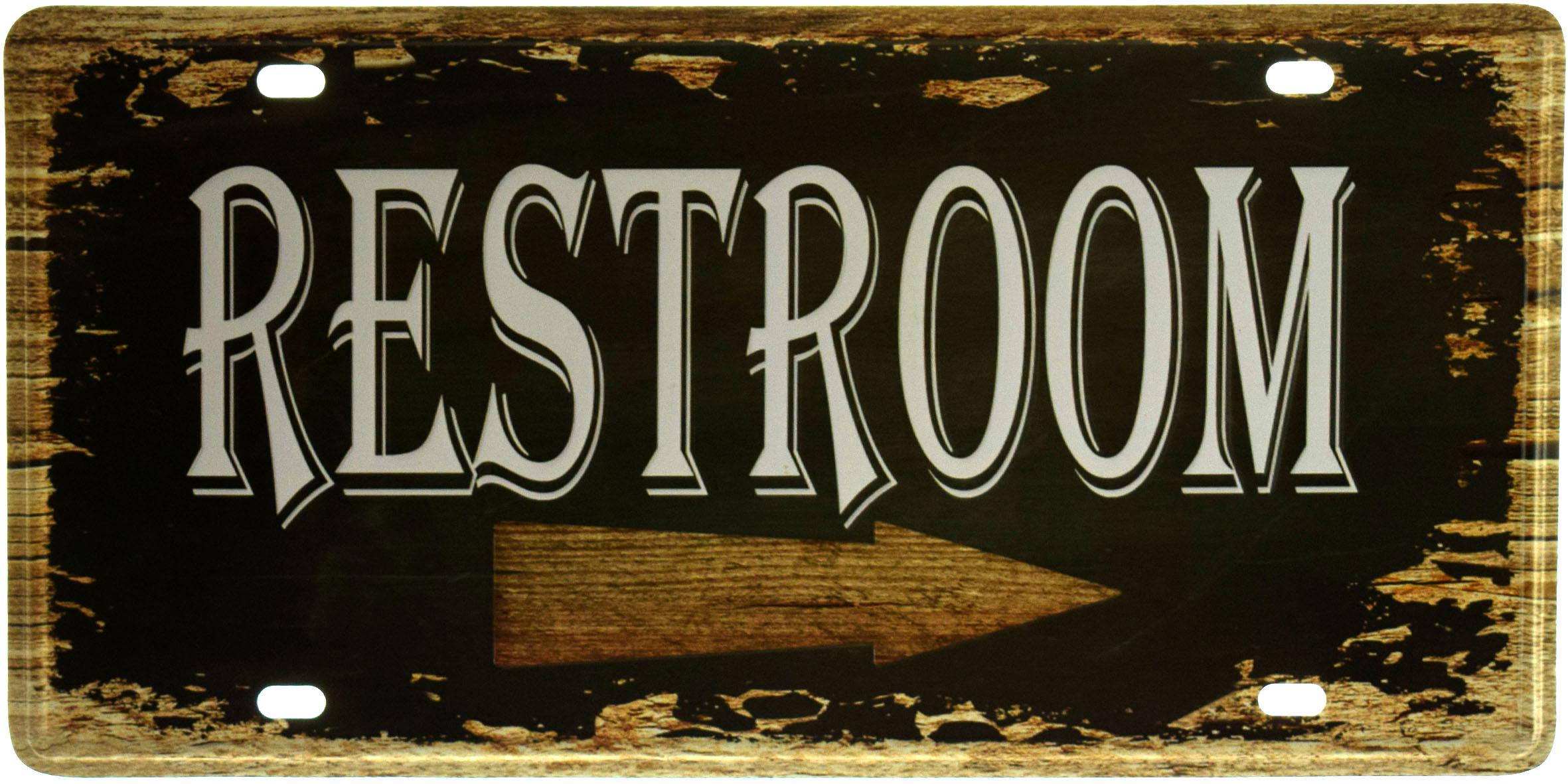 Табличка металлическая Комната Отдыха Направо/Restroom 15x30 см