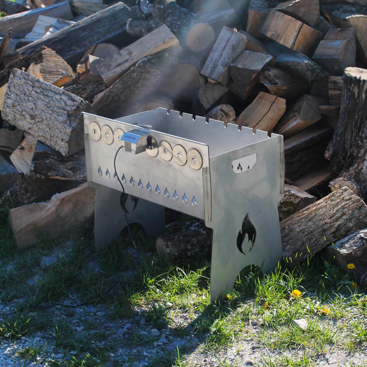 Мангал автоматичний з нержавіючої сталі на 8 шампурів з гравіюванням (10846065) - фото 2