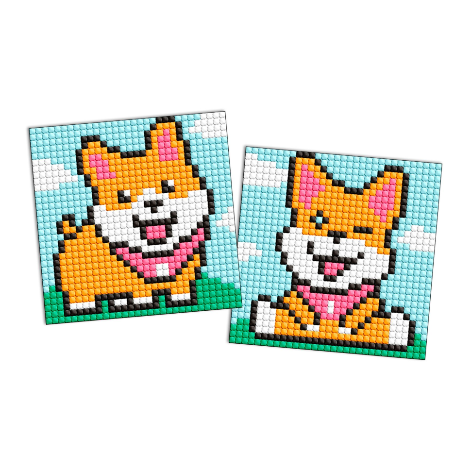 Алмазная мозаїка Грайливі песики AMG1060 на магнітній основі 9x9 см