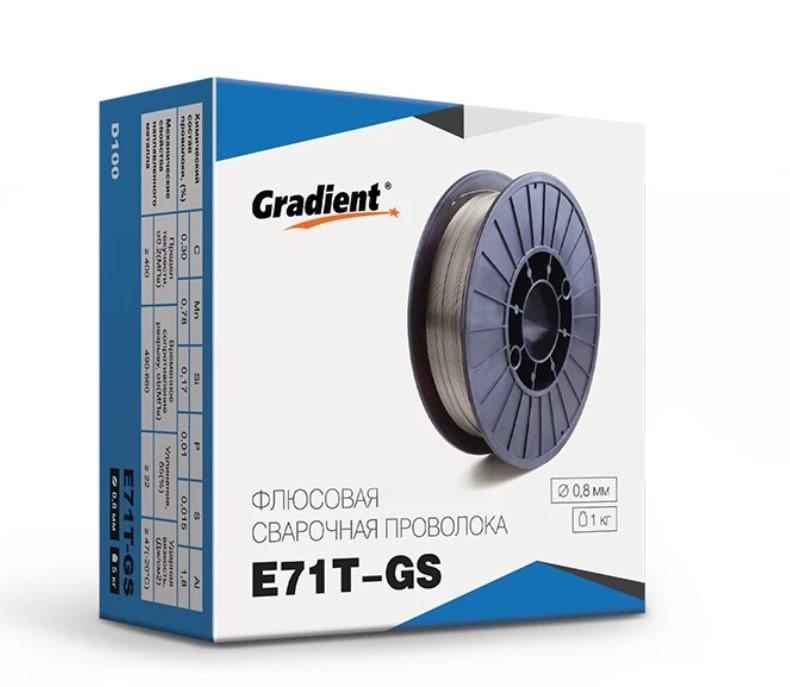 Сварочная проволока Gradient E71T-GS 0,8 мм флюсовая самозащитная на пластиковой катушке 1 кг (20071) - фото 2