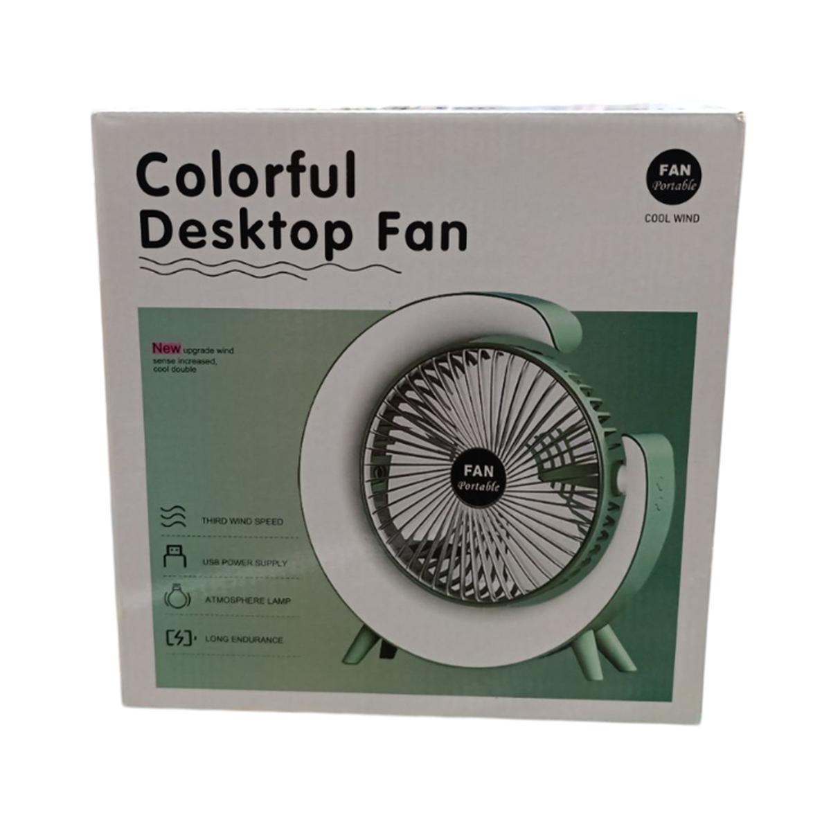 Вентилятор-лампа Colorful Desktop Fan F13 портативний настільний USB три швидкості акумулятор обертання 180° Blue (200312) - фото 13 Вентилятор-лампа Colorful Desktop Fan F13 портативний настільний USB три швидкості акумулятор обертання 180° Blue (200312) - фото 13