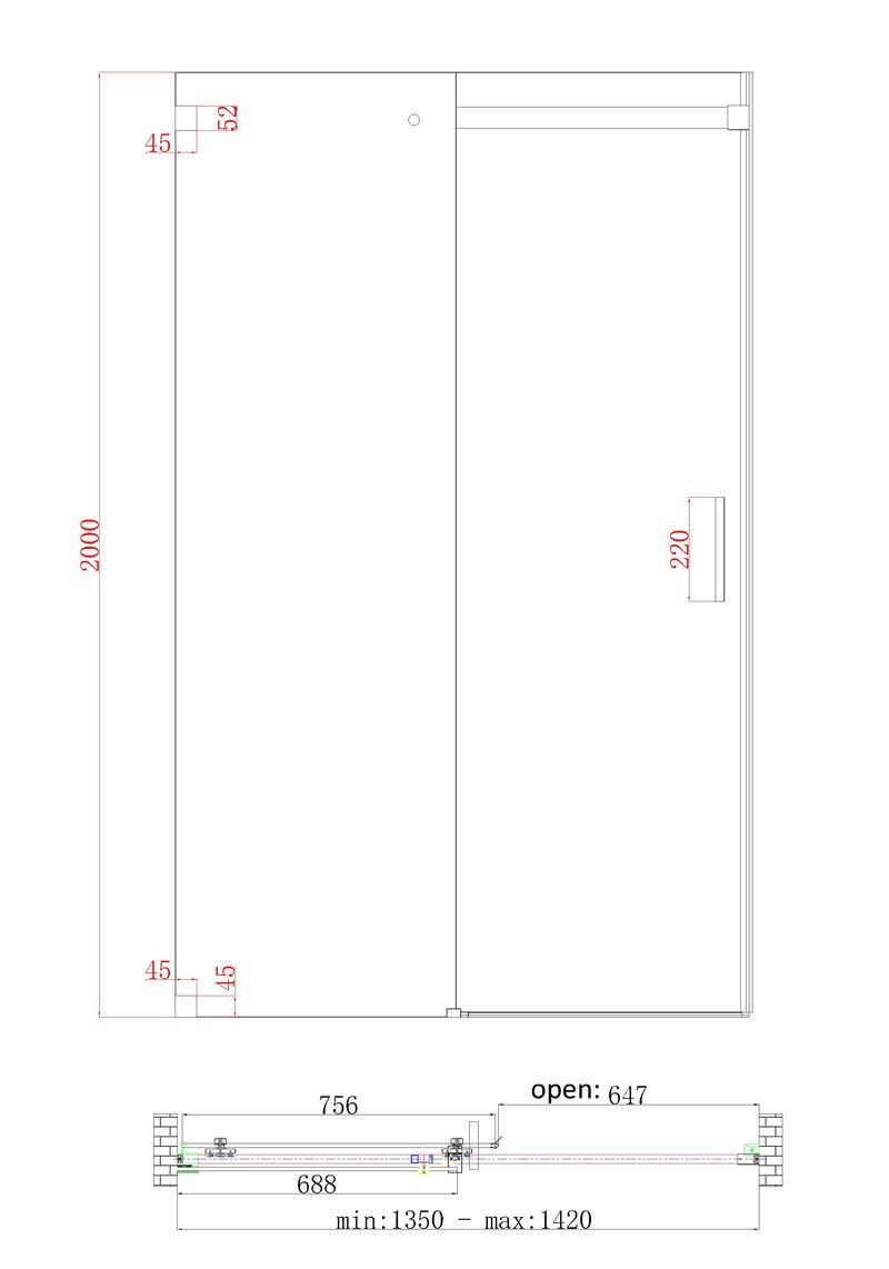 Дверь в нишу KOER SR SD02-140x200-TR-01 прозрачное стекло Easy Clean 8 мм Хром (KR5383) - фото 3 Дверь в нишу KOER SR SD02-140x200-TR-01 прозрачное стекло Easy Clean 8 мм Хром (KR5383) - фото 3