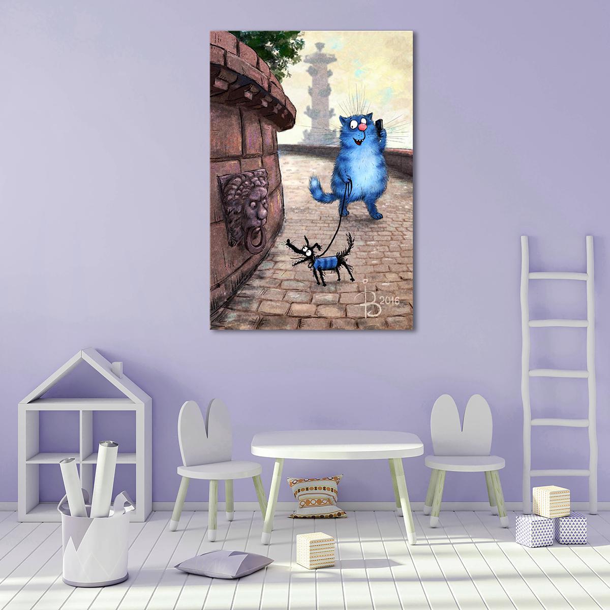 Модульная картина Прогулка Котик в Питере 1 модуль 30х45 см