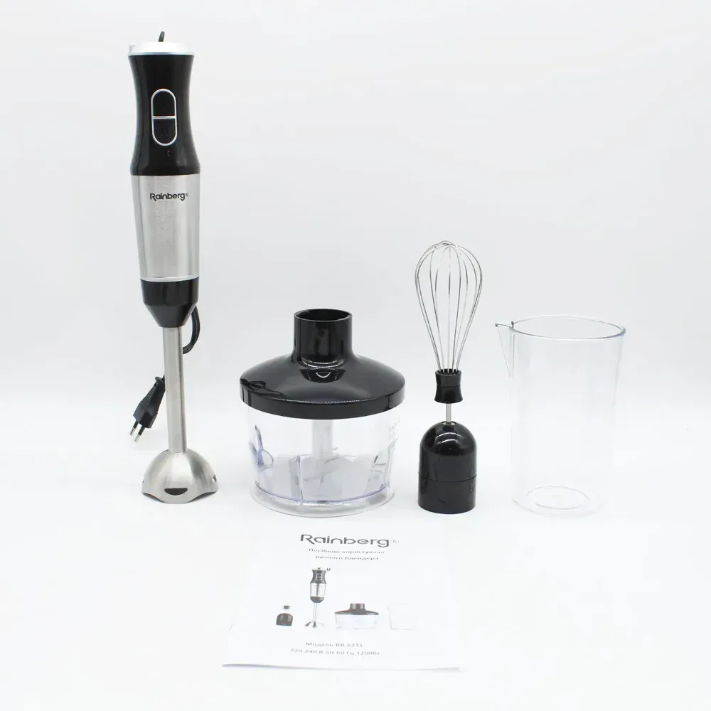 Блендер понурювальний Rainberg RB-6211 4в1 1200 Вт з чашею 600 мл (23503192)