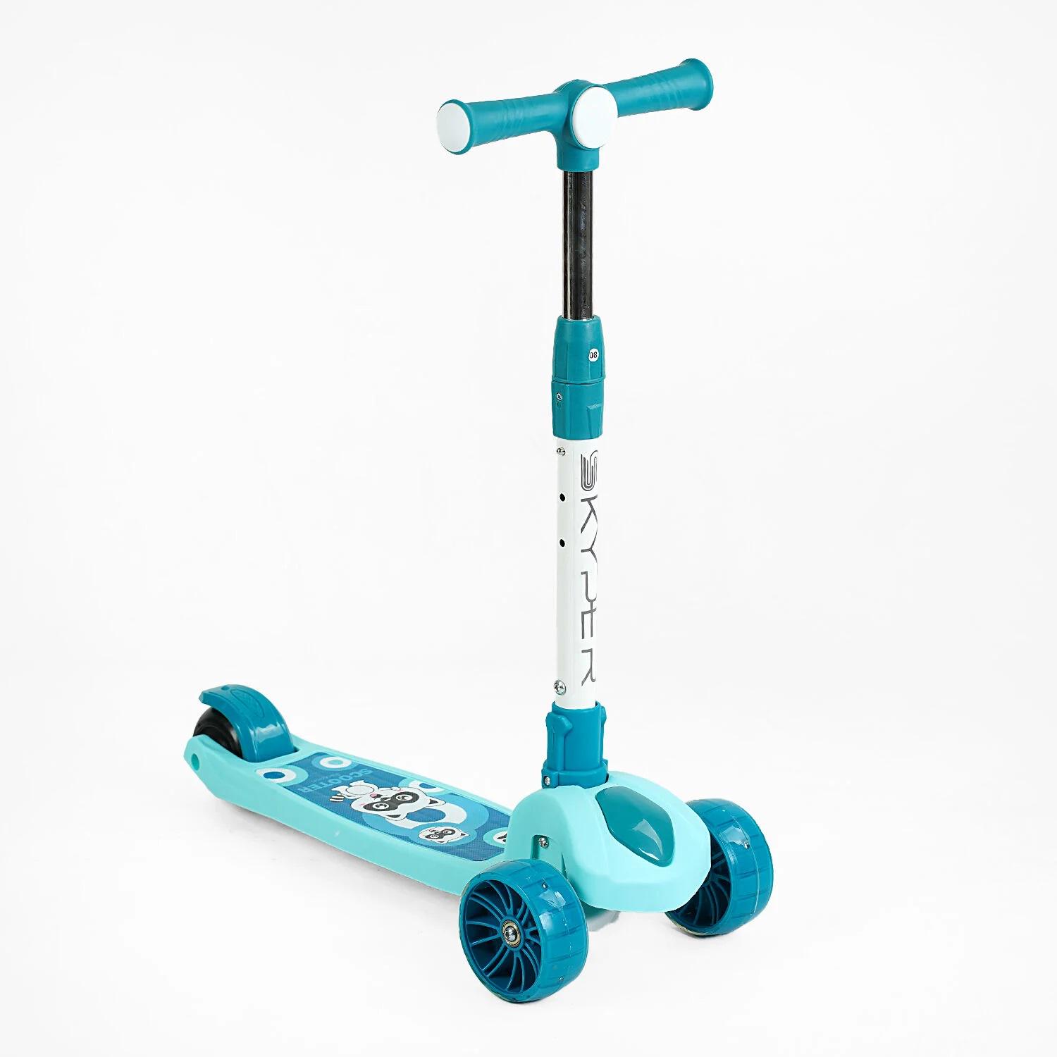 Самокат трехколесный Skyper/колеса PU со светом/музыка/руль складной 125х40 мм Turquoise (153244)
