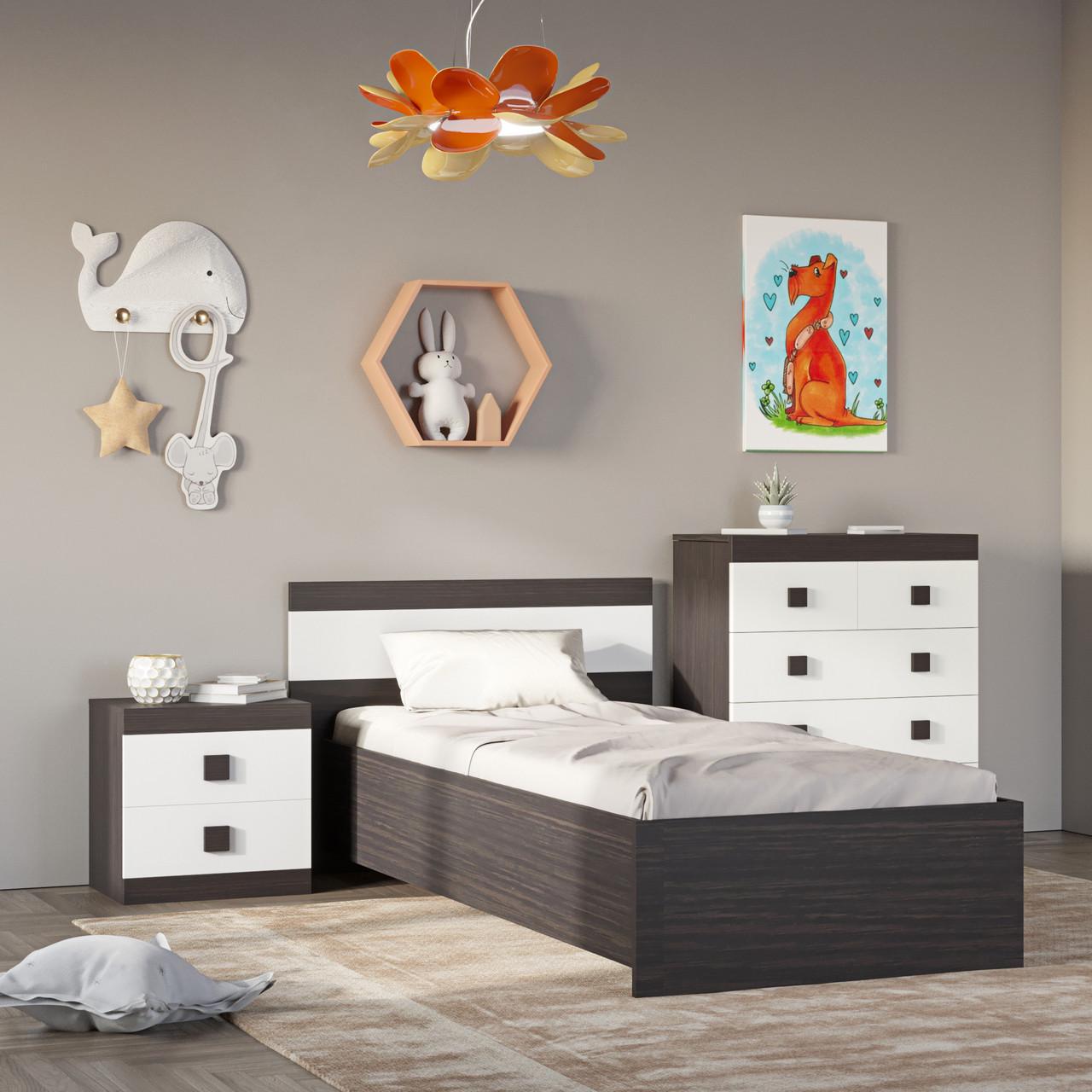 Спальня дитяча Еверест Соната Комплект 8 модульна 3 елементи Венге темний/Білий (DTM-2592) - фото 2 Спальня дитяча Еверест Соната Комплект 8 модульна 3 елементи Венге темний/Білий (DTM-2592) - фото 2