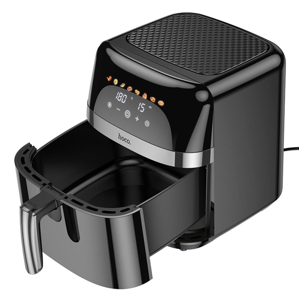 Аерогриль/електрична/повітряна/фритюрниця HOCO Air fryer with touch screen 1700W 8 л Чорний (HE20) - фото 2