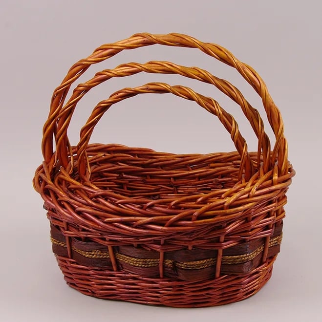 Комплект корзин из лозы Flora 3 шт. Терракотовый (37892)