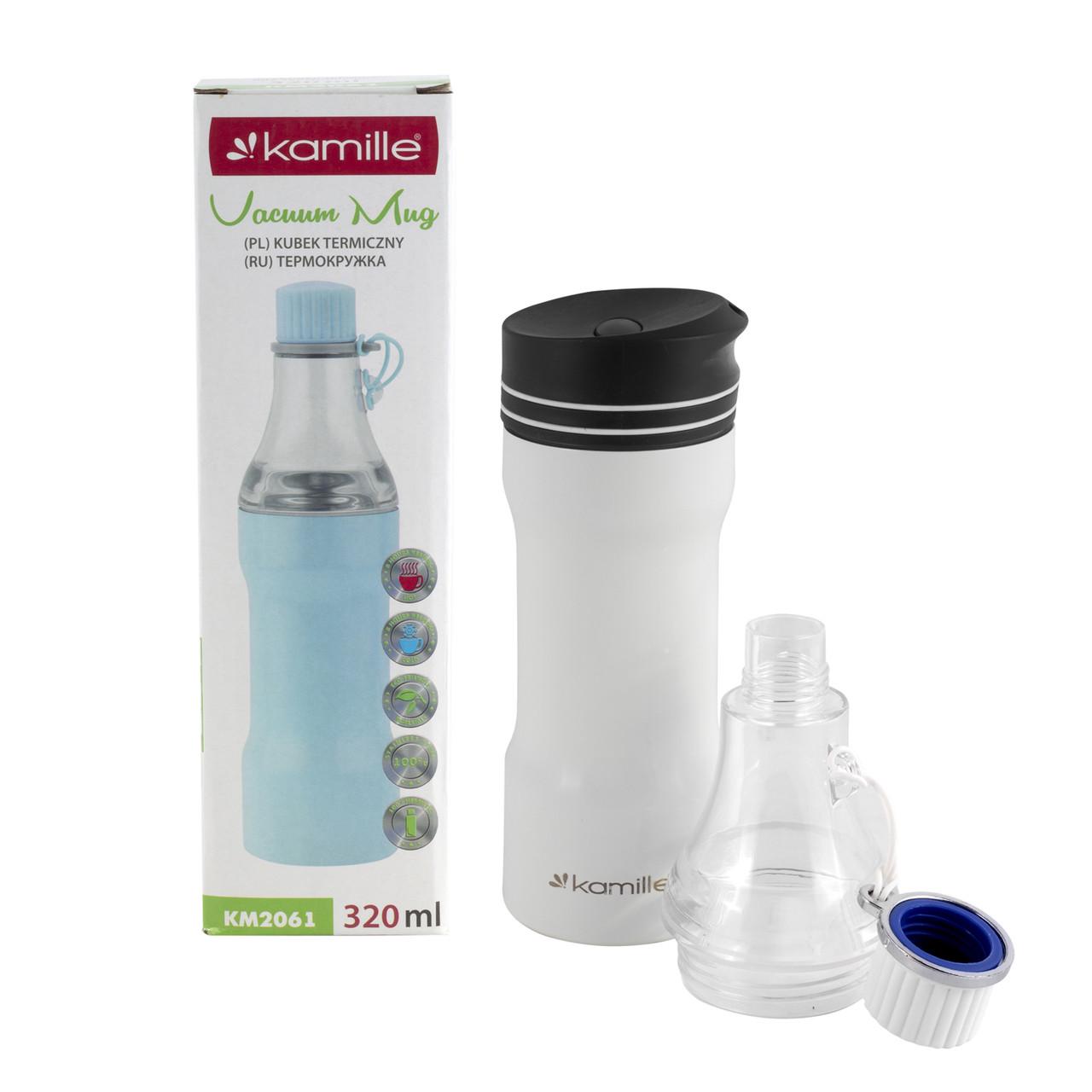 Термокружка Kamille KM-2061 из нержавеющей стали 320 мл Белый (1883389142) - фото 8