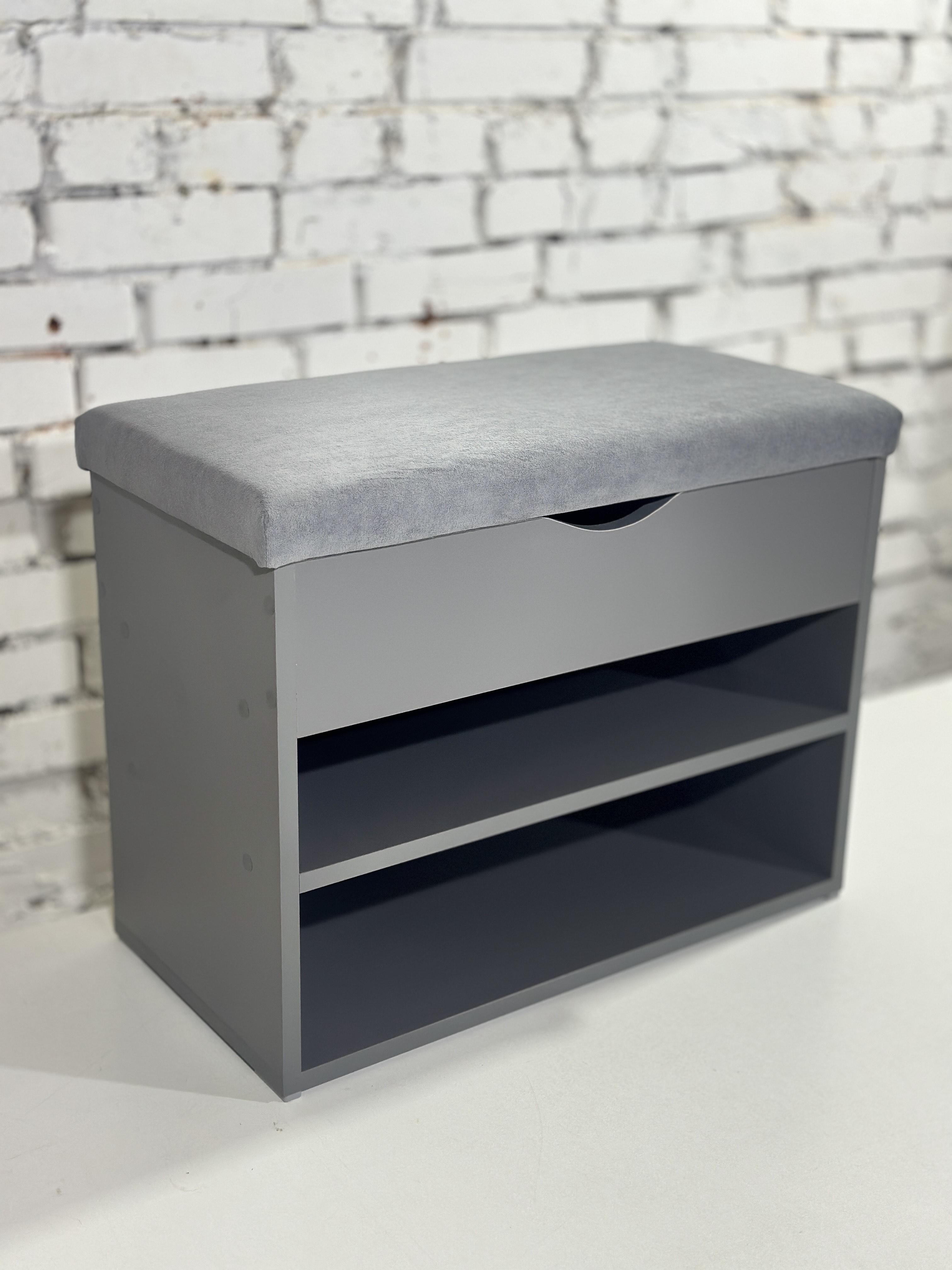 Тумба для обуви ДСП/ткань 30х60х45 см Графитовый/Серый