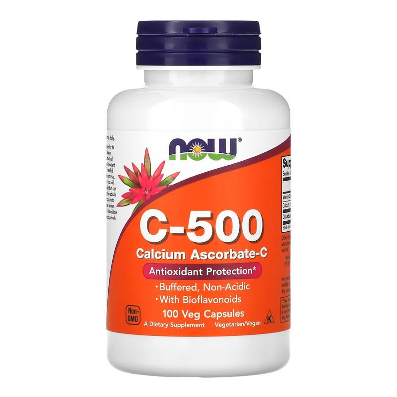 Кальцій/вітамін С NOW C-500 Calcium Ascorbate-C 100 капс. (08864-01)