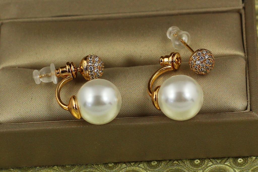 Серьги гвоздики Xuping Jewelry матрешки с большой жемчужиной 2,2 см Золотистый (26921813)