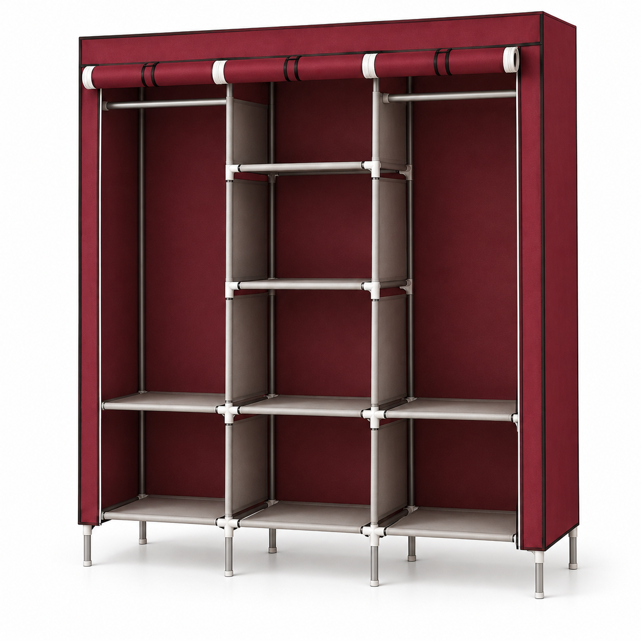 Тканевый шкаф Storage Wardrobe 88130 175х130х45 см разборный гардероб на 3 секции Бордовый (56725)