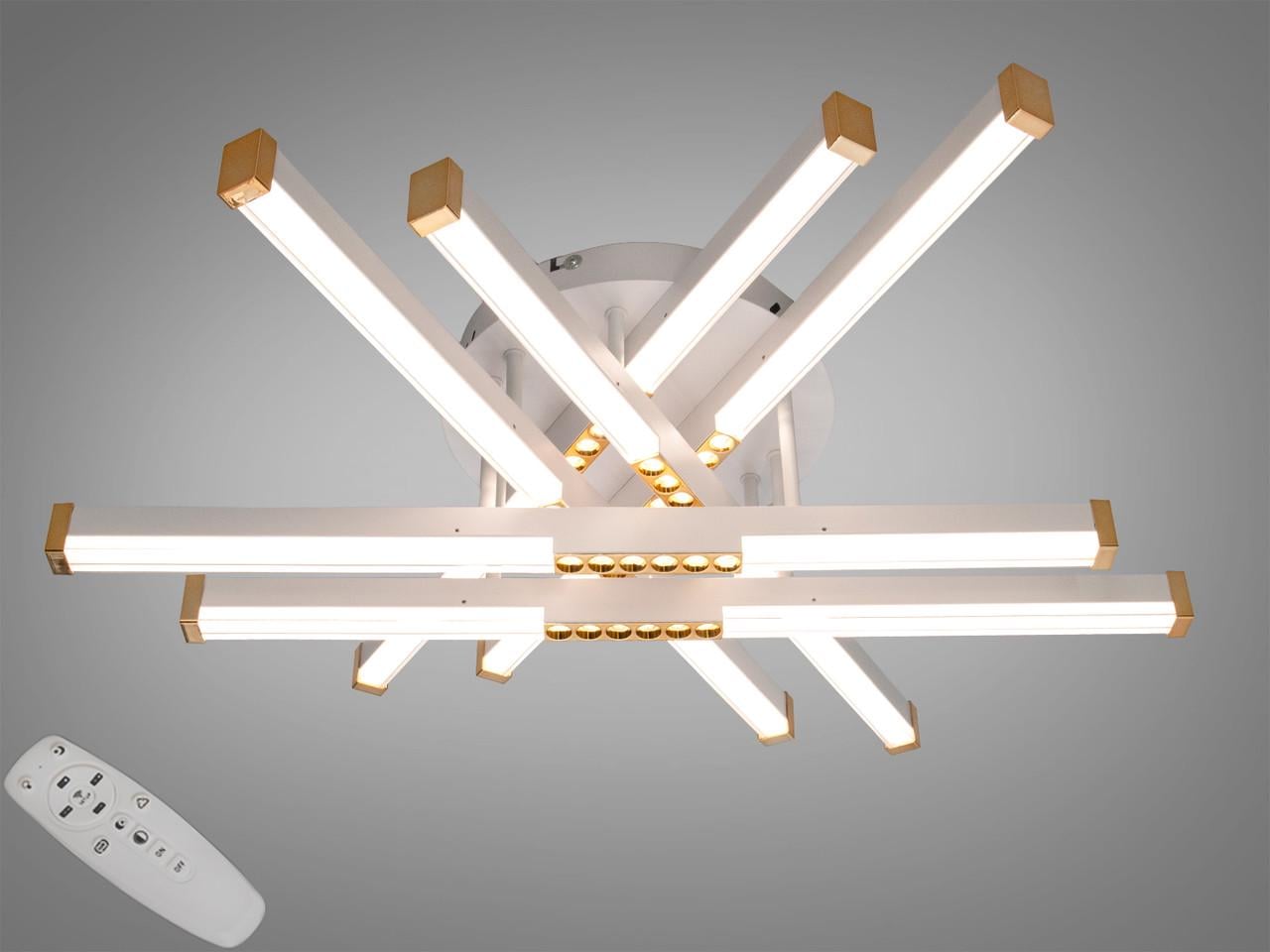 Люстра светодиодная для гостиной 2531WH+WH dimmer 80 Вт с пультом Белый (2957216515)