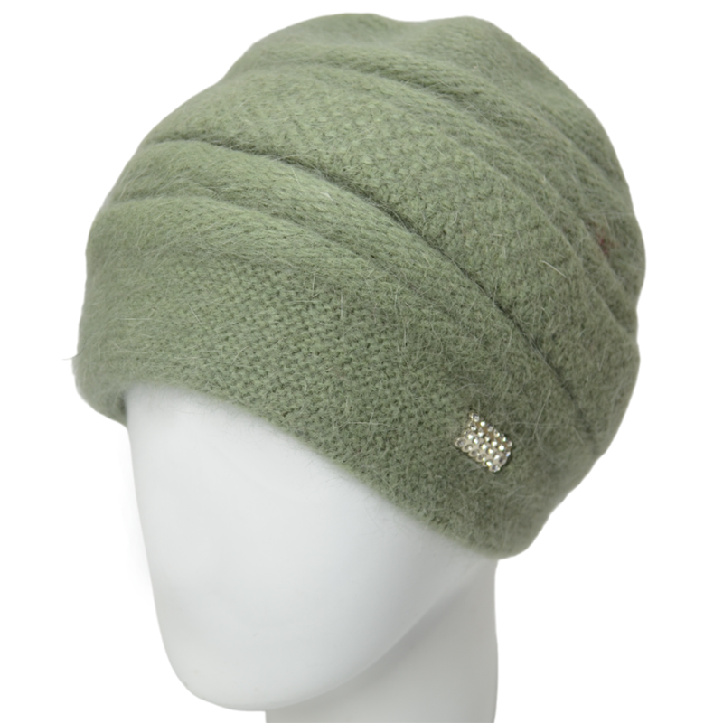 Шапка ангоровая женская пушистая Novita Медіна one size Фисташковый