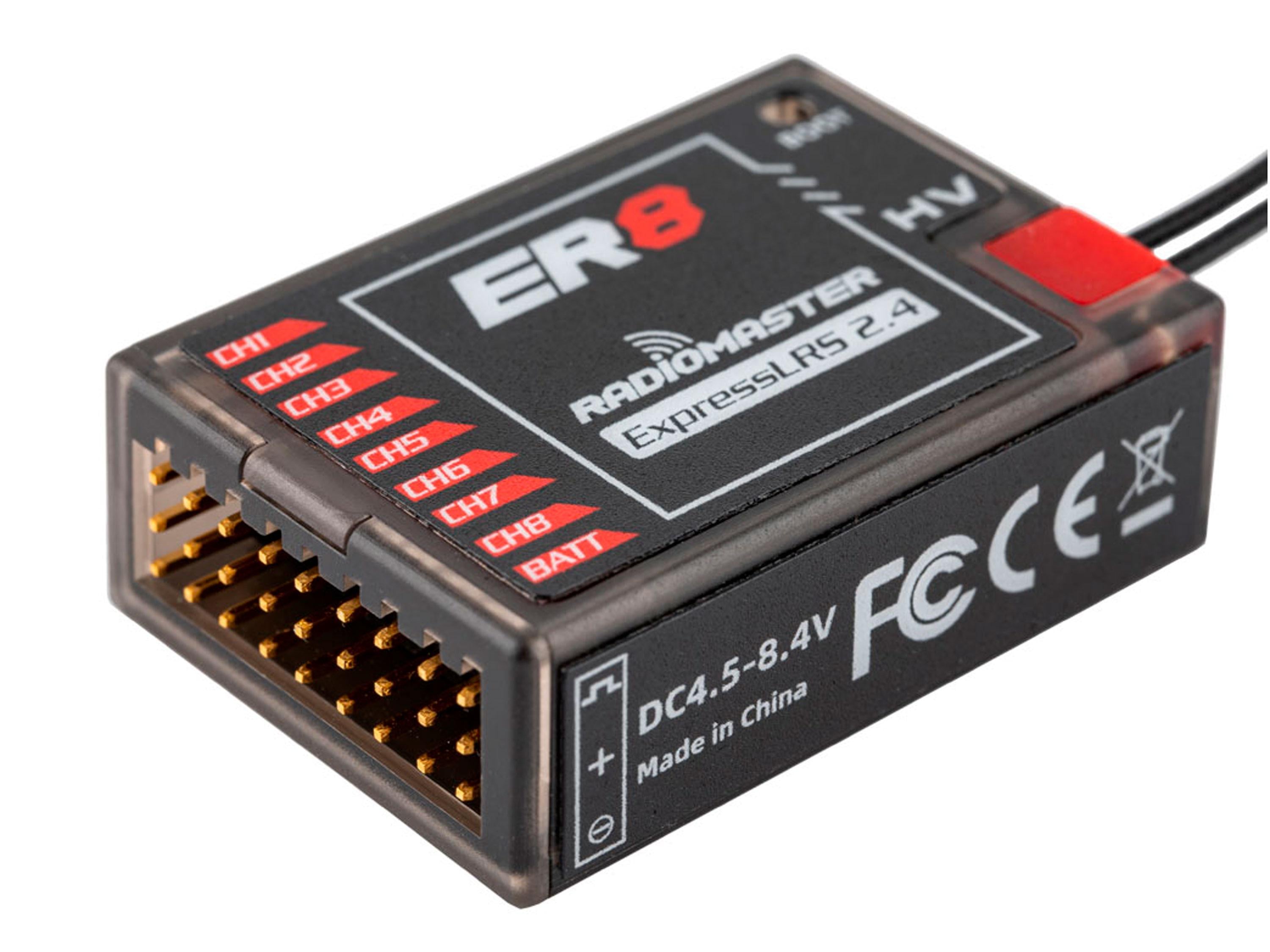 Приемник управления ELRS 2.4GHz Radiomaster ER8 PWM 8CH с антенной для самолетов с фиксированным крылом (00-00025954)