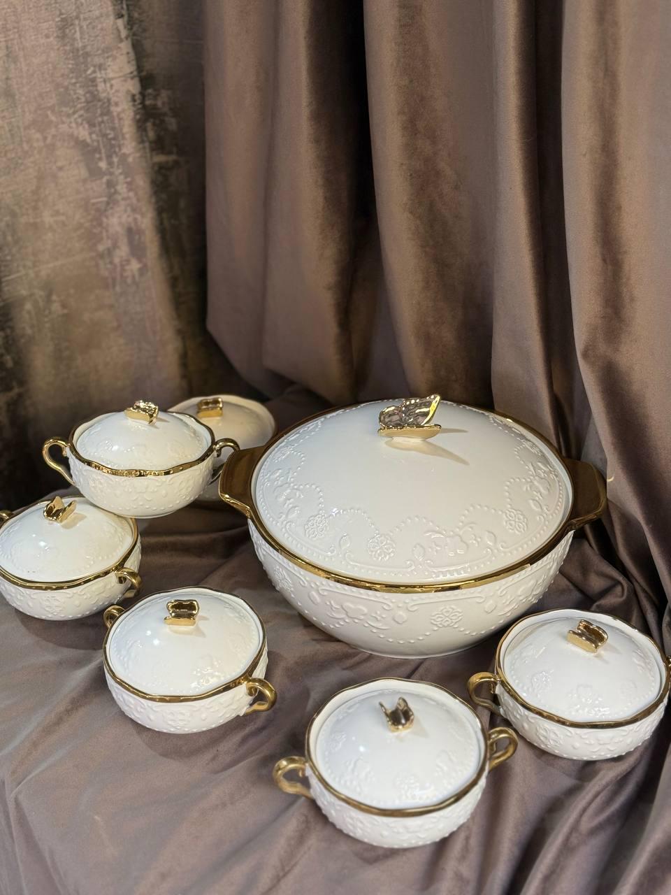 Суповой сервиз Yiwu Amphora фарфоровый на 6 персон Белый (SPW-16)