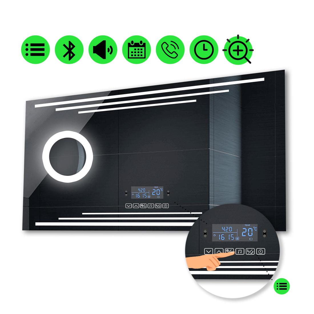 LED-зеркало 120x100 см с Smart-блоком и линзой с подсветкой модель Francisca (Franciscag238)