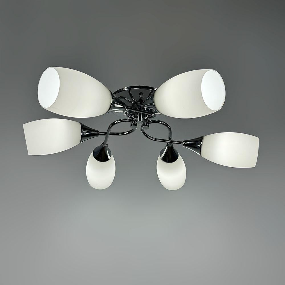 Люстра стельова на 6 білих плафонів Срібний (91066/6) - фото 4 Люстра стельова на 6 білих плафонів Срібний (91066/6) - фото 4