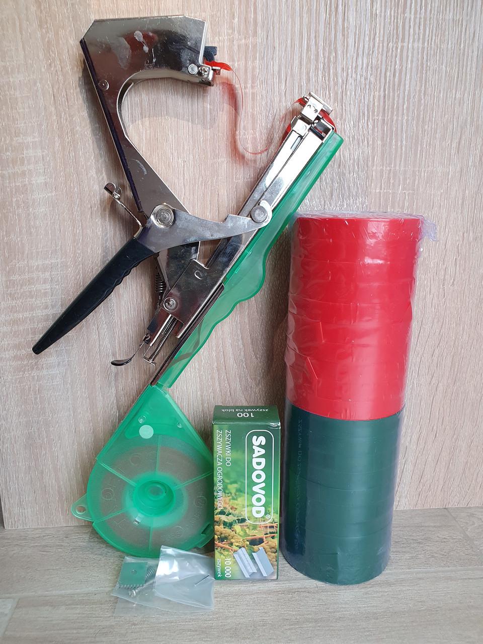 Набор для подвязки растений тапенер TAPETOOL 10 шт. красных лент/10 шт. зеленых лент и скобы - фото 3