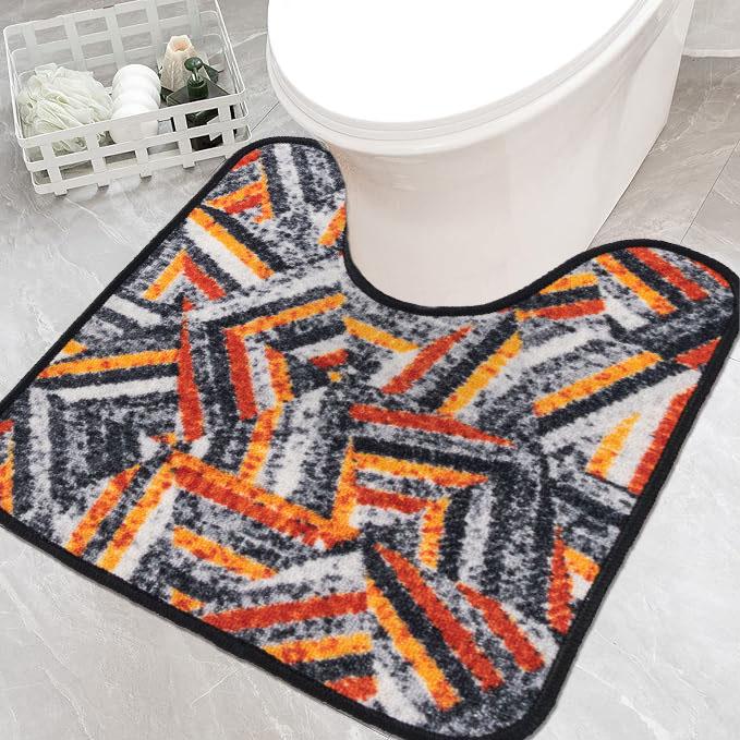 Килимок в туалет Taba 317-1 з вирізом для унітазу 57х60 см Сірий/Помаранчевий (25809087)