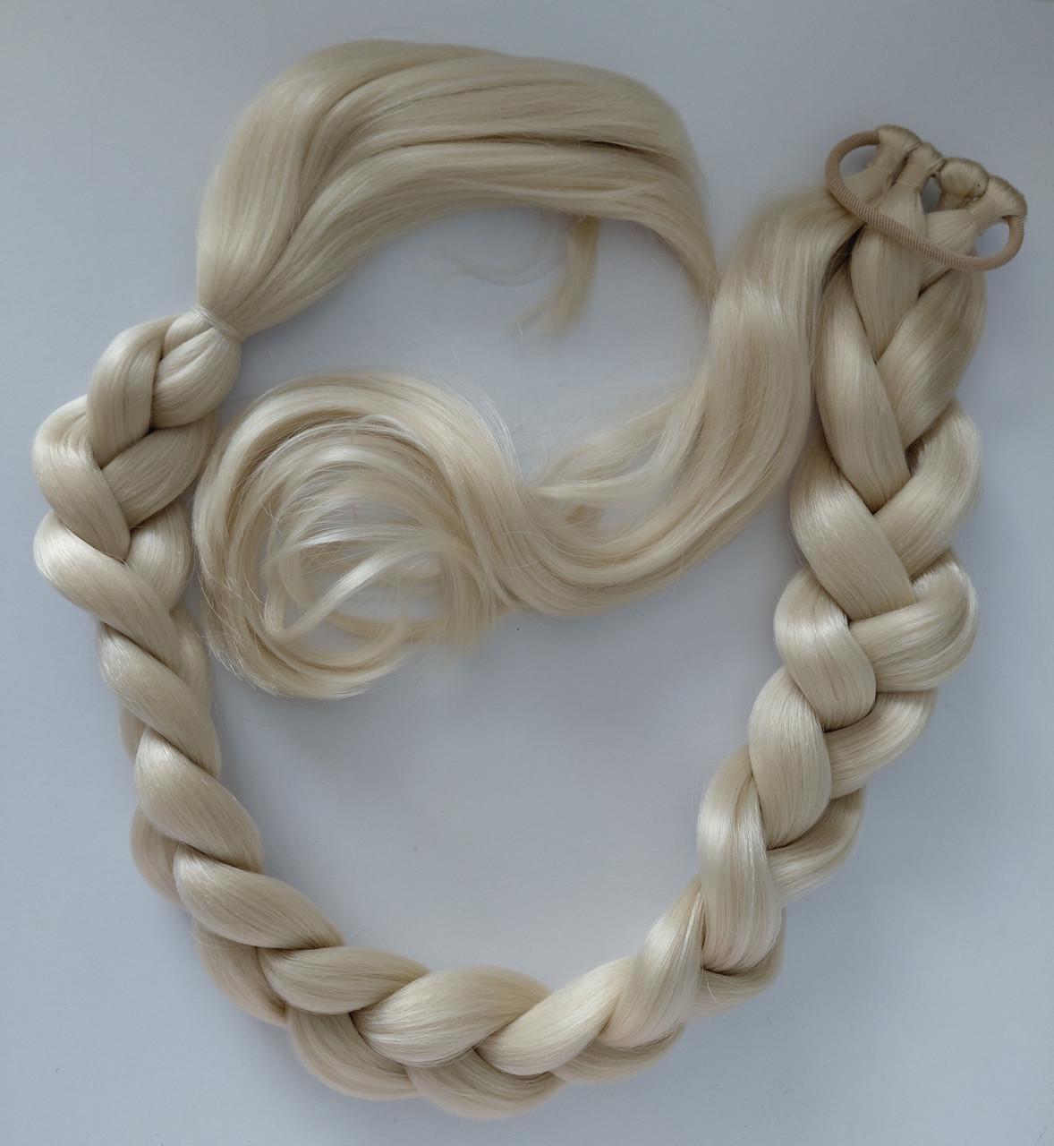 Штучне волосся коса плетений хвіст на гумці 80 см Блонд (29118311) - фото 4