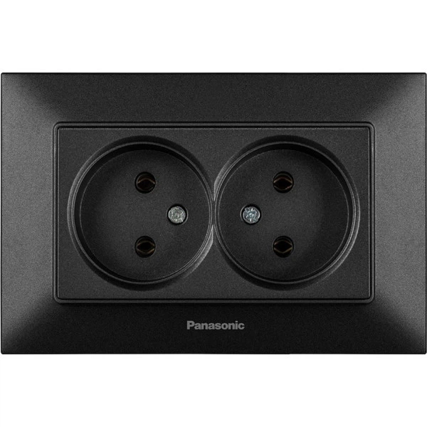 Розетка Panasonic Arkedia Slim двойная Черный (23830951)