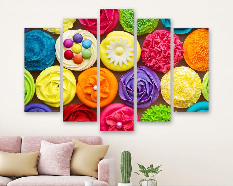 Модульная картина на холсте из пяти частей KIL Art Кексы с ярким кремом 137x85 см (M51_L_106)