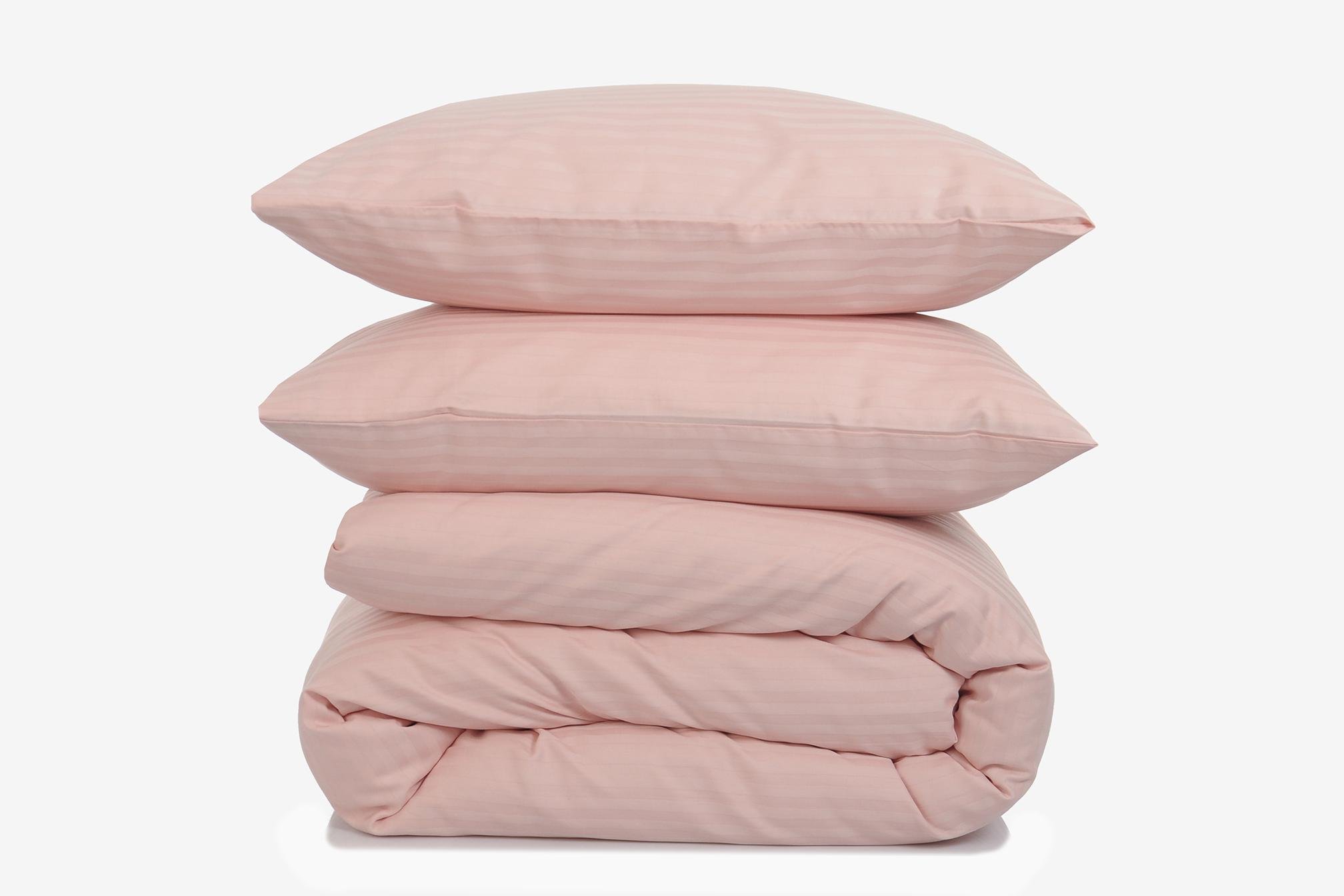 Комплект постельного белья полуторный Amore 1406L страйп-сатин Светло-розовый (KPB-A1,5-ST240Lux-1406L-LP70x70_)