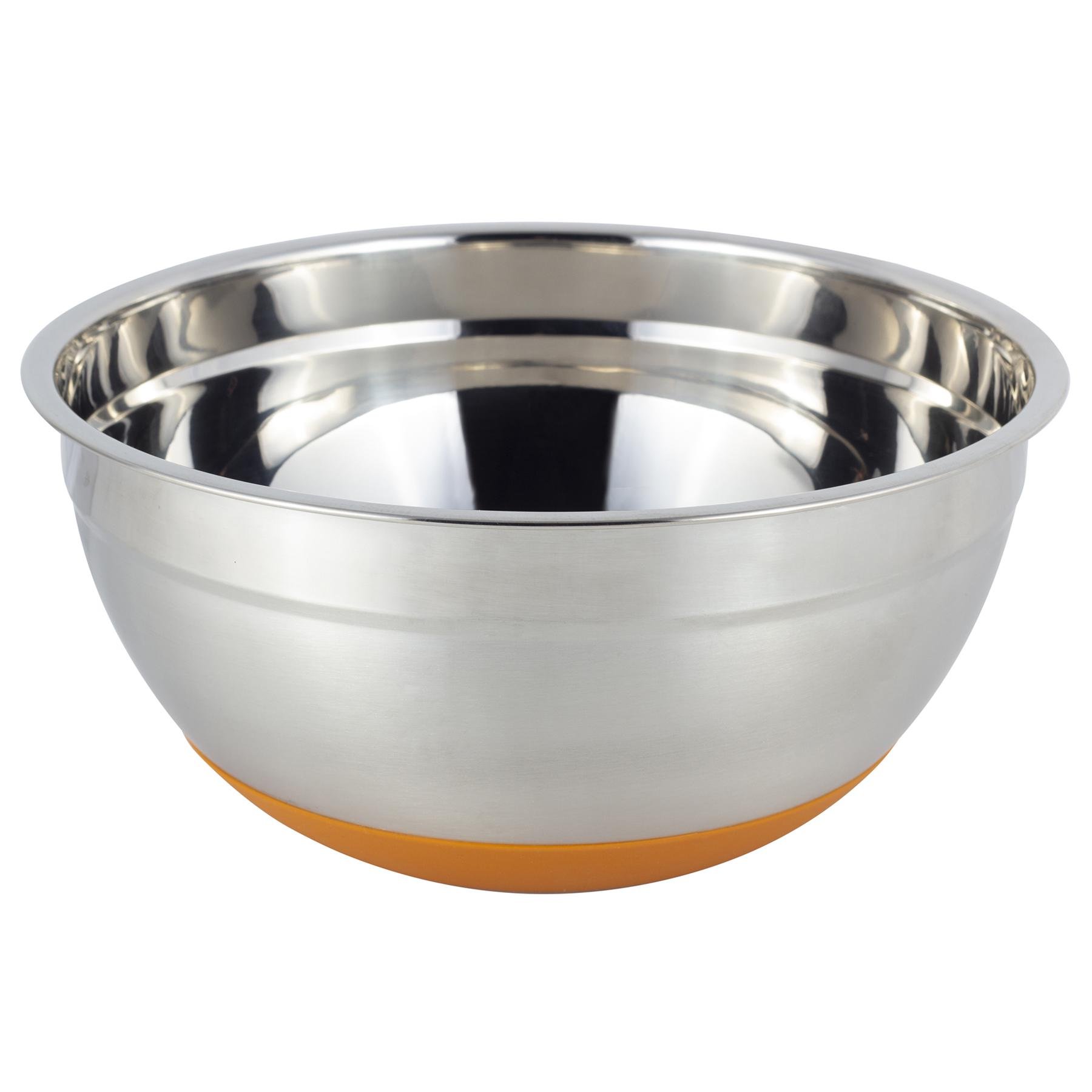 Миска Kamille Vizo из нержавеющей стали с силиконовым дном 24 см