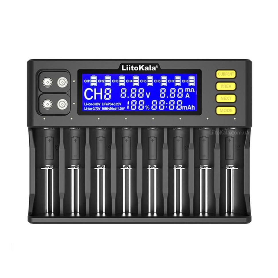 Зарядное устройство LiitoKala Lii-S8 8-канальное с LCD-дисплеем и автомобильным кабелем (Lii-S8 EU+Carcable)
