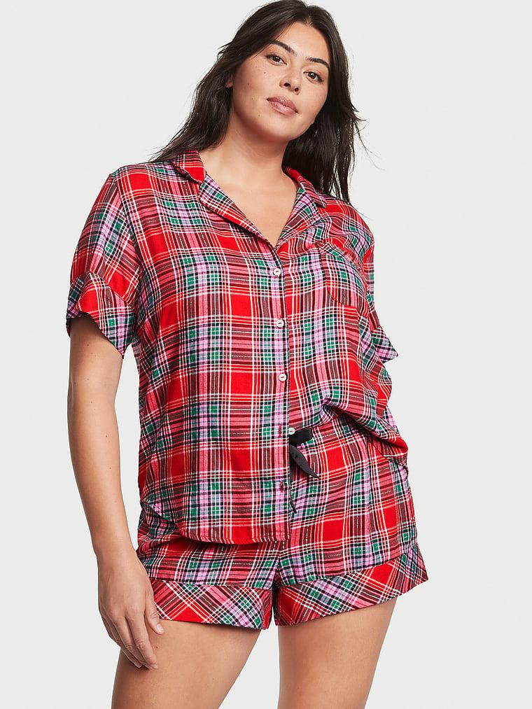 Піжама жіноча Victoria's Secret Flannel Short Pajama Set M Червоний (2122484486)